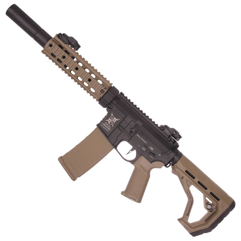 DELTA ARMORY Fusíl Asalto AR15 SilentOps 7” Charlie Eagle ETU AEG Negro/Marrón