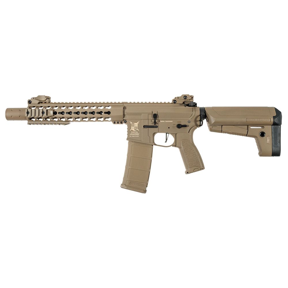 Fusil Airsoft M4 AR15 Predator Charlie KeyMod 10 Delta Armory Combo Marrón Claro