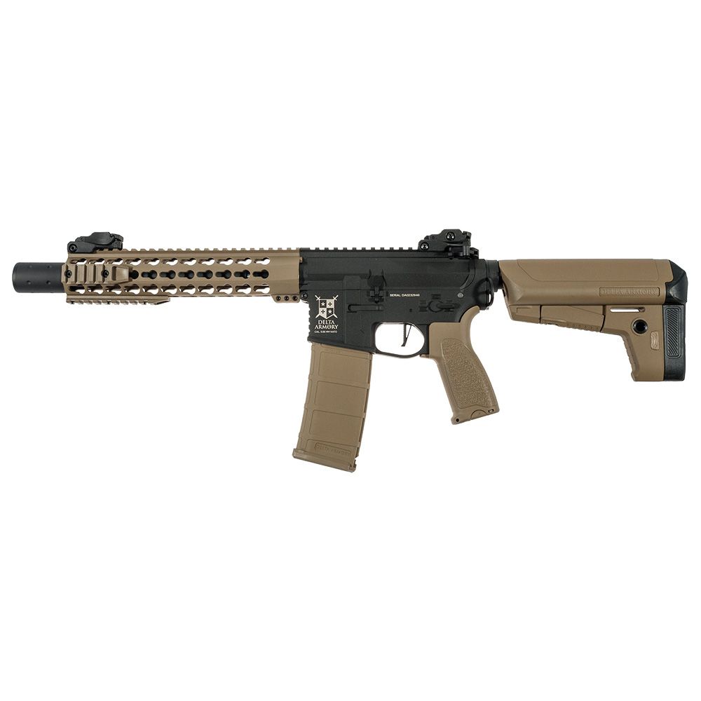 Fusil Airsoft M4 AR15 Predator Charlie KeyMod 10 Delta Armory Combo Negro/Marrón Claro