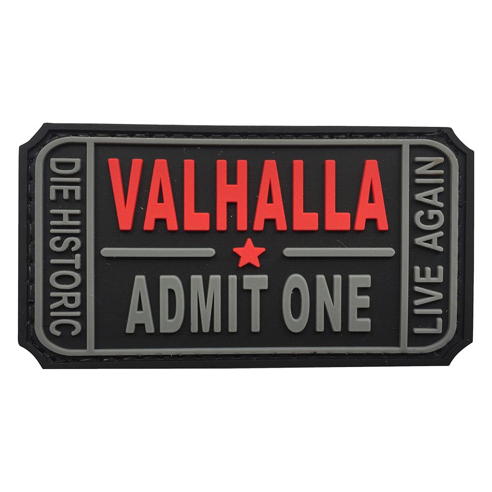 Parche de Goma PVC Valhalla Admit One 75 x 40 mm DragonPro Negro