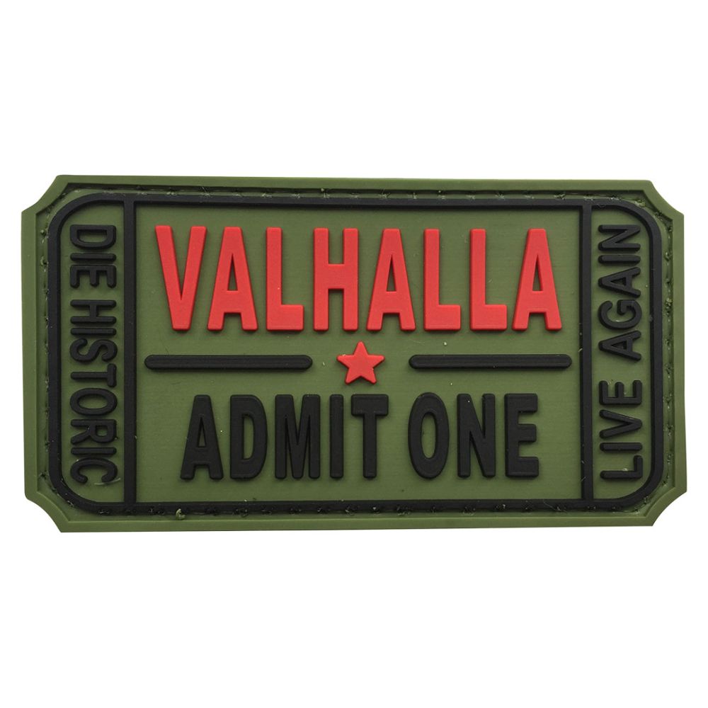 PARCHE PVC VALHALLA ADMIT ONE 75 X 40 MM Verde