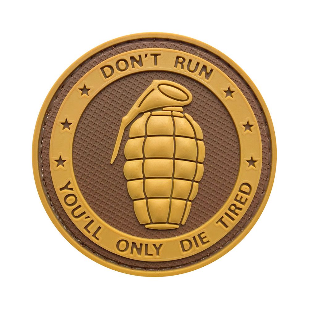 Parche de Goma PVC Granada Don't Run, You'll only Die 60 mm DragonPro Marrón