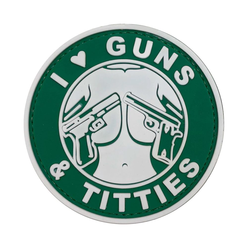 Parche de Goma PVC I Love Guns and Titties 60 mm DragonPro Verde