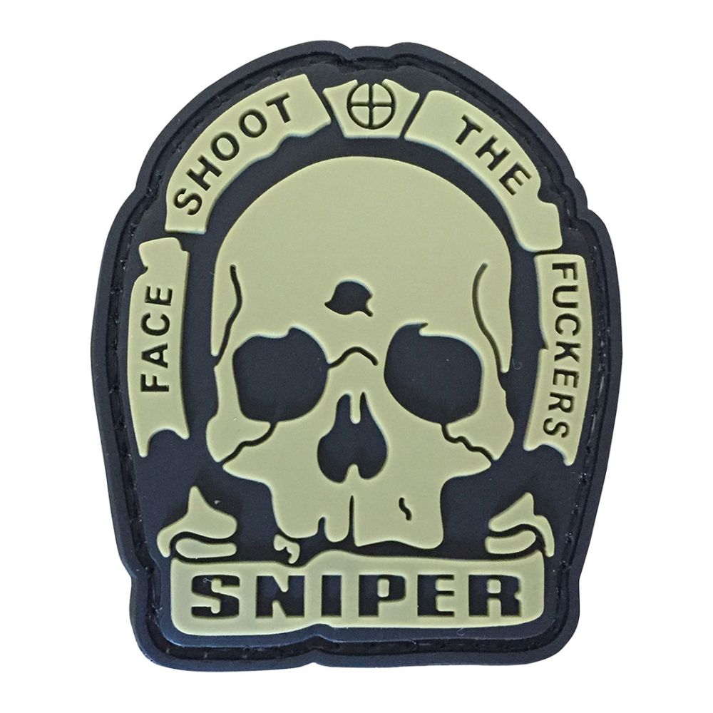 Parche de Goma PVC Face Shoot The Fuckers 50 x 60 mm DragonPro Negro/Marrón