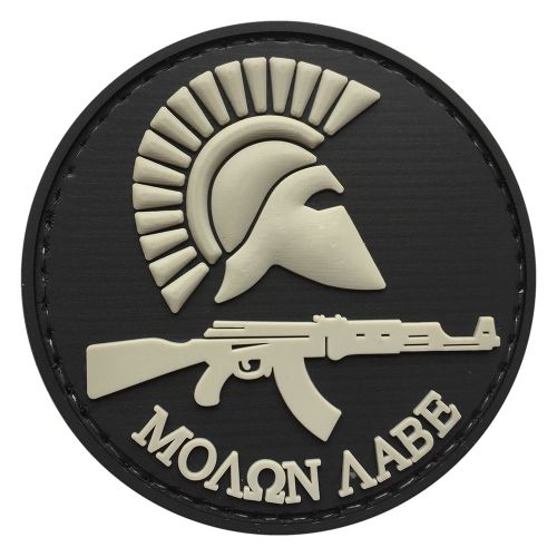 Parche de Goma PVC Molon Labe Espartano Rifle 60 mm DragonPro