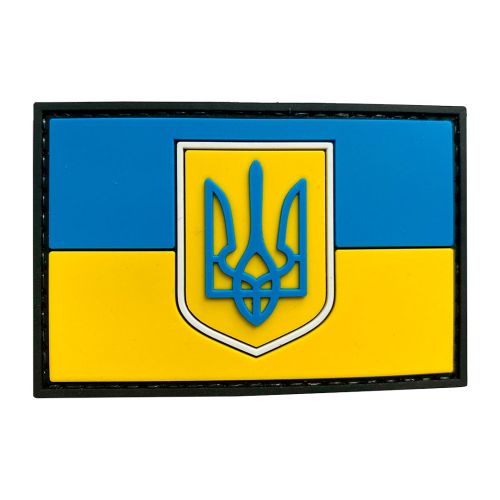 Parche de Goma PVC Bandera Ucrania con Escudo 75 x 50 mm DragonPro